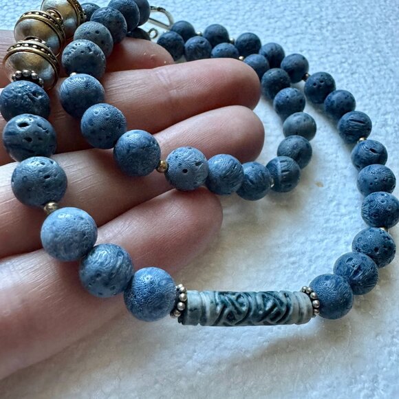 Unique One of a Kind Blue Sponge Coral Necklace Only You will have - Picture 3 of 11